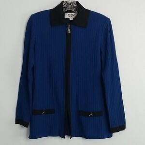 St. John Knits Blue Sweater Jacket Zip Up 4